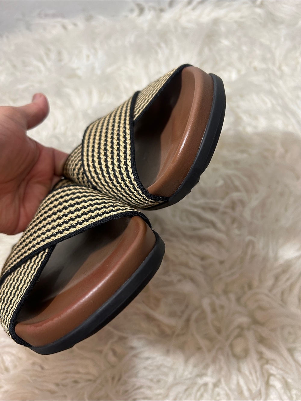 Rothy’s The Weekend Woven Cross-Strap Slide Sandals in Brown and Black size 9.5 - Picture 8 of 10